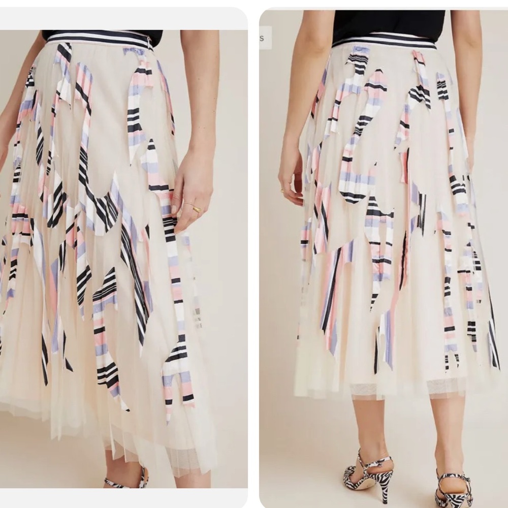 Anthropologie Geisha Designs Mae Pleated Tulle Midi Skirt 
 size medium